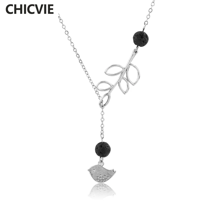 CHICVIE серебряная цепочка с птицей ожерелье подвеска из нержавеющей стали