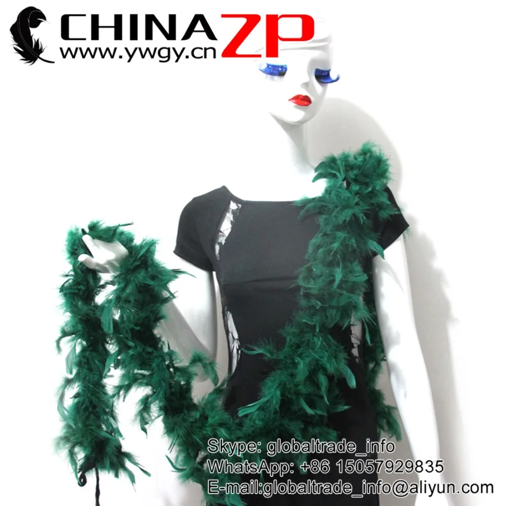 

CHINPAZP Factory 40g 10yards/lot Good Quality Dyed Peacock Green Turkey Feather Chandelle Boa