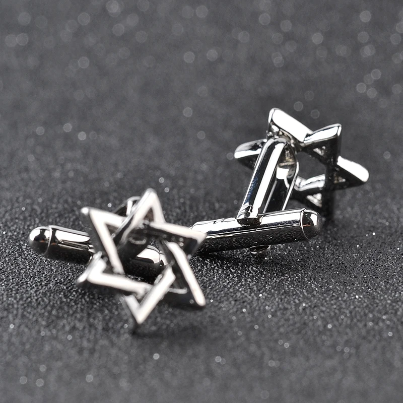 Запонки со звездами французская рубашка лазерная гравировка мужские ювелирные