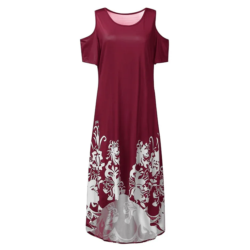 Женское платье с принтом Повседневное большого размера о вырезом и открытыми