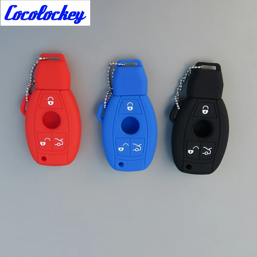 

Cocolockey Silicone Car Key Cover Rubber Key Fob Case Holder Fit for MB W203 W211 CLK C180 E200 AMG C E S C Protector 3 Button
