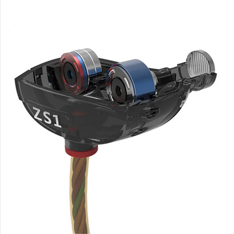 Новинка 2017 года KZ ZS1 наушники двойной драйвер черный гарнитура стерео