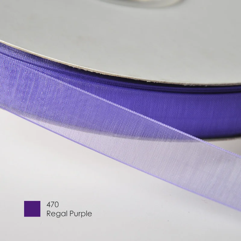 regal purple 470 YAMA 1/4 дюймов 6 мм черный белый красный цвет сплошной цвет прозрачная органза шелковая лента для подарочной упаковки Свадебные украшения 400 ярдов/партия - Цвет: regal purple 470