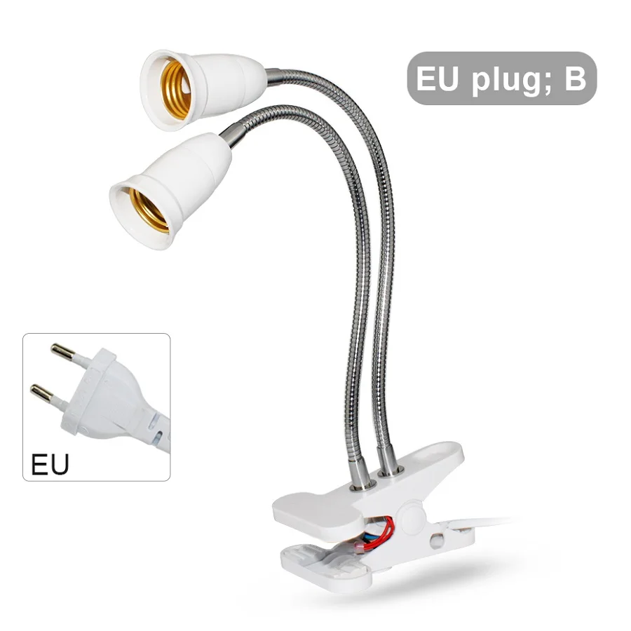 EU Plug B Гибкий светильник на 360 градусов с зажимом и выключателем, штепсельная вилка Европейского/американского стандарта для E27, светодиодный светильник для выращивания растений и цветов, настольная лампа для выращивания растений - Испускаемый цвет: EU Plug B
