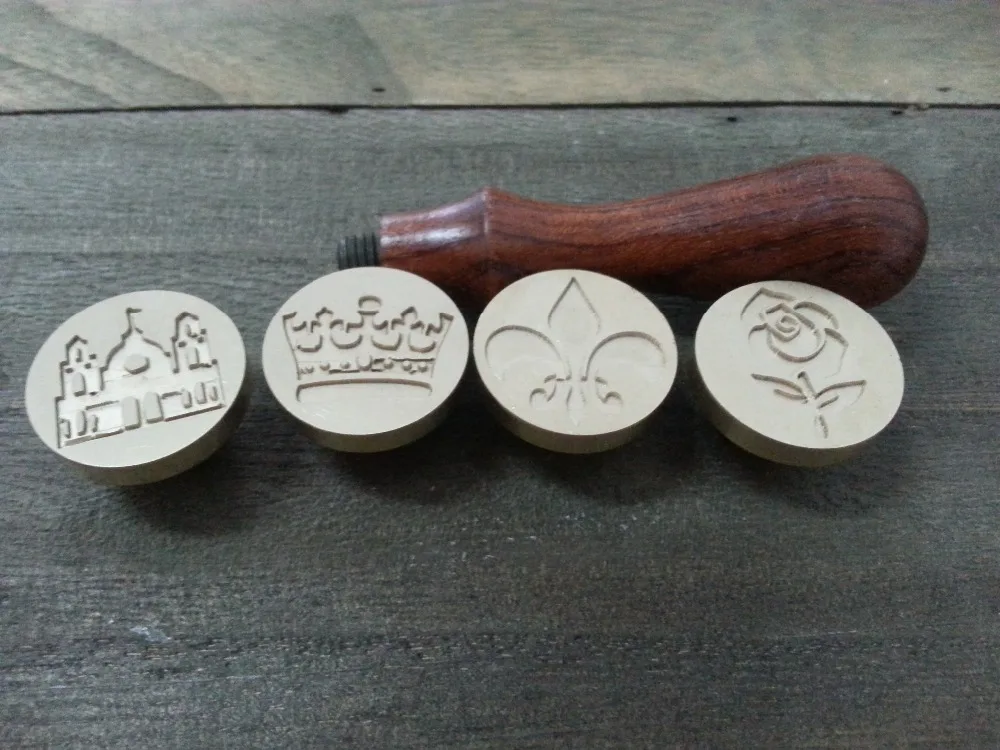 4 шт. сургучные печати штампы медь головок (роза дворец корона ирис) с одним дерева