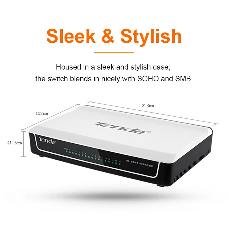 Tenda S16 16 Порты 10/100 м сети переключатели 3,2 Гбит/с коммутации Ёмкость быстрому включению