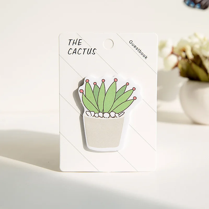4 Cartoon Cactus Memo Pads Diary Stickers N Times post Office learning sticky Stickers Stationery Supplies - Цвет: 4