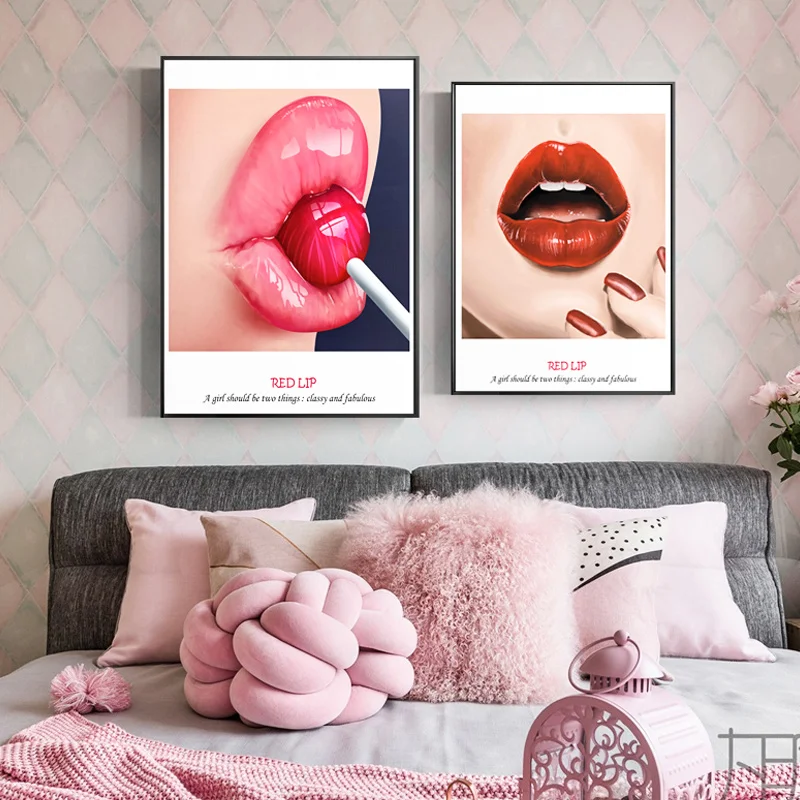 

Girls Room Cuadro Sexy Women Lips Canvas Painting Wall Art ForLiving Room Posters and Prints For Modern Home Decor Fashion LS