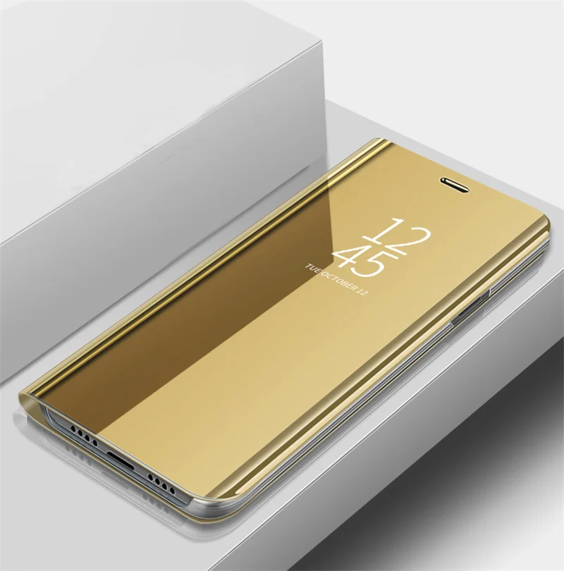 gold Для huawei Y7 чехол Роскошный pu кожаный флип-чехол с зеркалом для huawei Y7 Prime Y 7 Y5 чехол для телефона s Honor 8S 8X Max 10i - Цвет: gold
