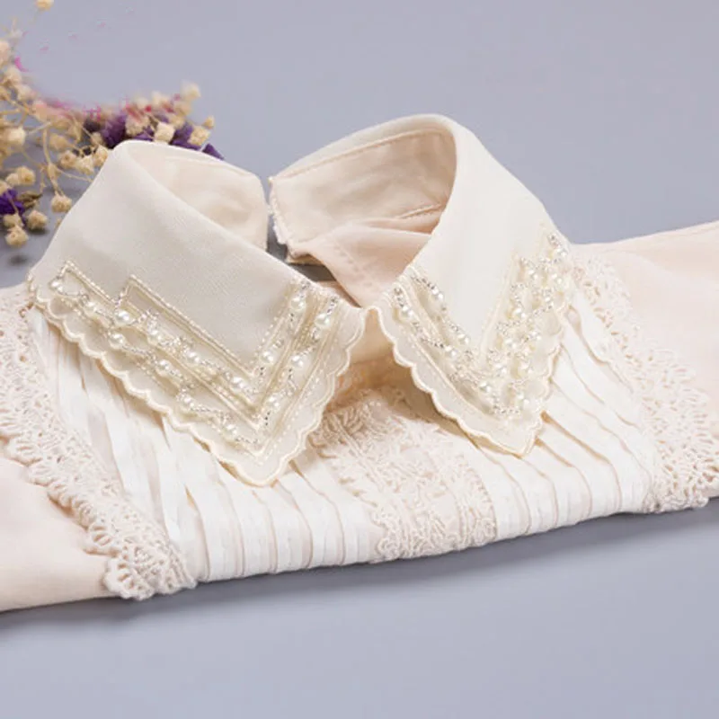 Женский шифоновый кружевной воротник Универсальный Съемный ручной работы со