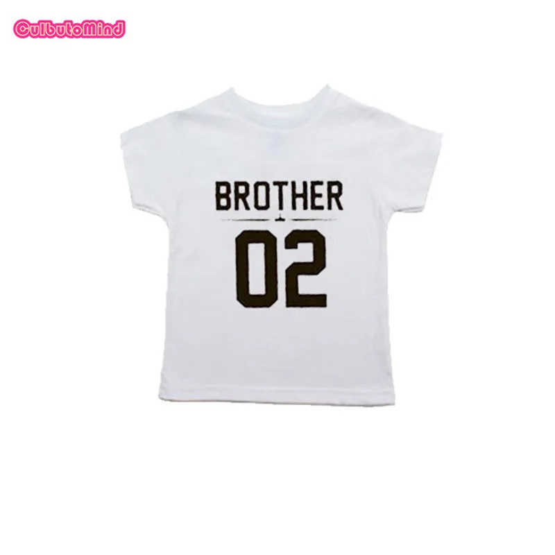 bro02tshirt Белая детская футболка для мальчиков и девочек короткий рукав лето две детские Футболки для малышей брат и сестра хлопок футболки детские короткие - Цвет: bro02tshirt