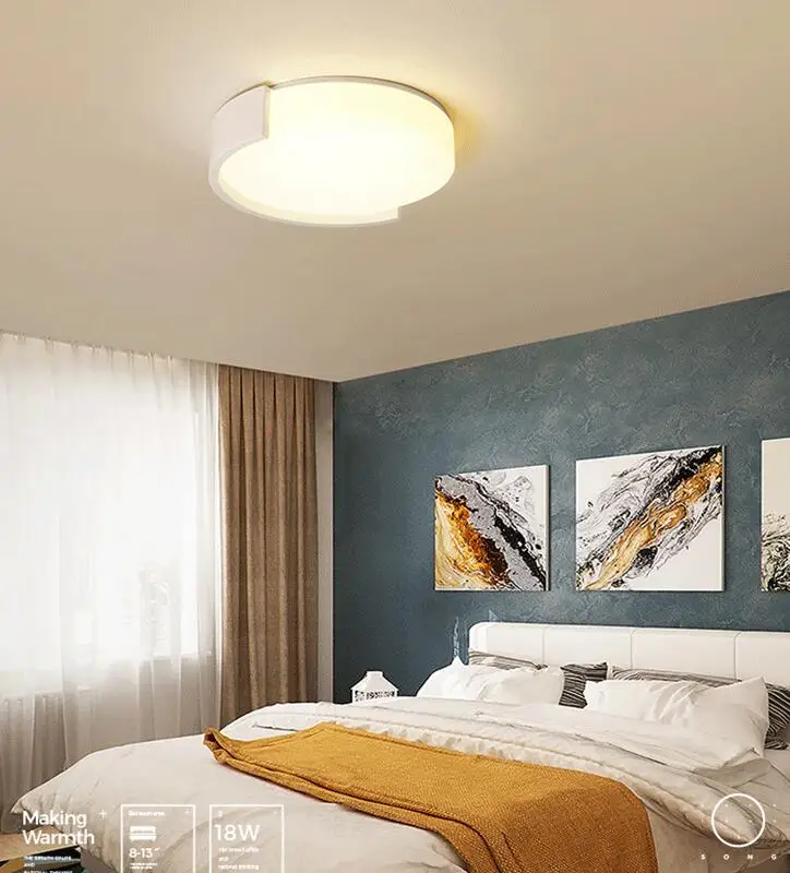 Creative bedroom lamp Simple modern round led ceiling warm romantic master room study | Освещение