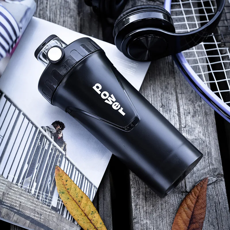 Black BAISPO 650ml Протеин шейкер Спортивная бутылка для воды Творческий протеин порошок коктейль бутылка для смешивания спортивные Фитнес - Цвет: Black