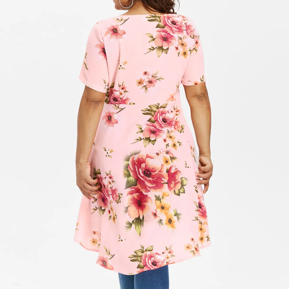 Женские футболки с цветочным принтом большие размеры Лоскутная футболка длинным