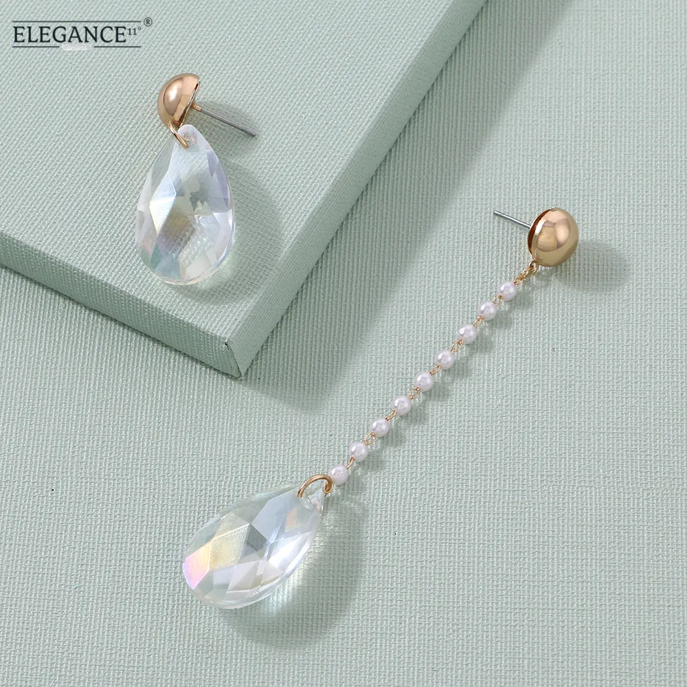 Женские серьги-подвески ELEGANCE11 прозрачные длинные серьги с кристаллами для
