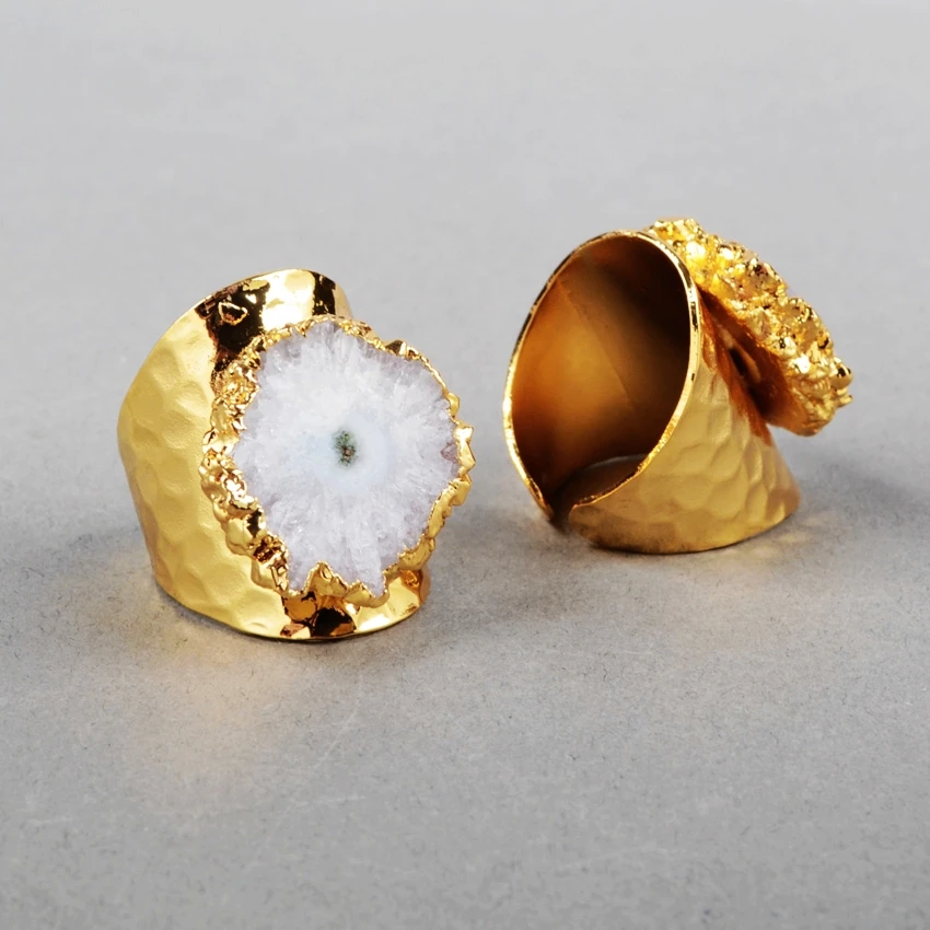 Кольцо BOROSA 5 шт./лот золотистого цвета натуральный белый Солнечный Кварц