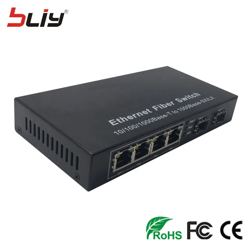Bliy 4 гигабитный коммутатор poe медиаконвертер sfp plus волоконно оптический с 2