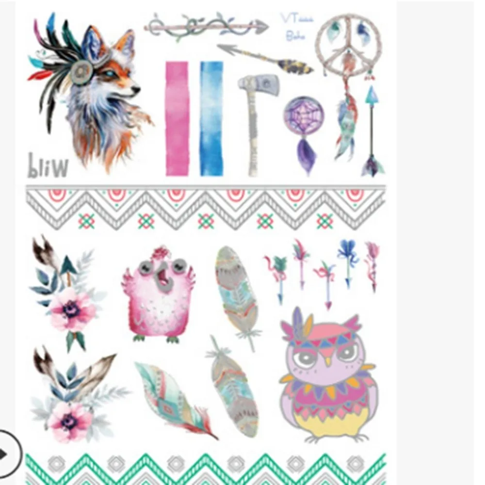 Disposable Flash Tatoo Beauty Decal Removable Sticker Temporary Tattoo Stickers Waterproof Geometric Fake Tattoos | Красота и