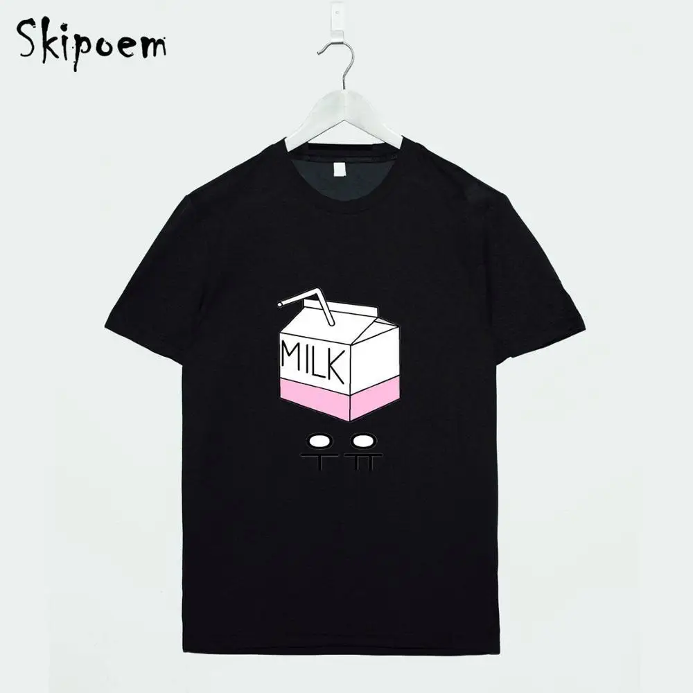 Kawaii Ulzzang Harajuku/ хлопковая Футболка с принтом, топы с короткими рукавами и корейские стильные футболки, модная повседневная брендовая одежда - Цвет: 4