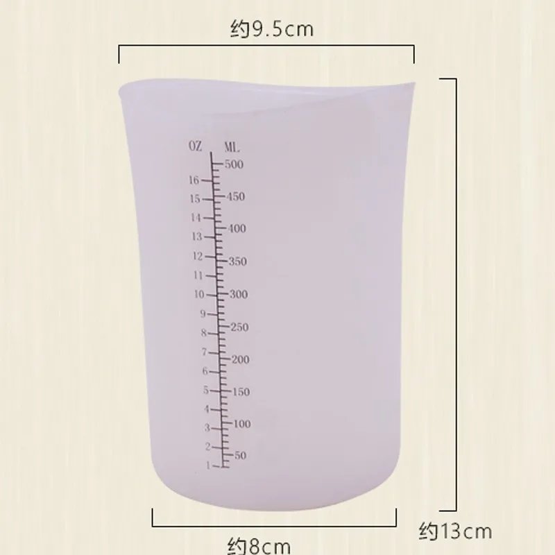 500ml white Силиконовые мерные стаканы, прозрачные стаканы, кристаллический клей, многоразовые измерительные инструменты для выпечки, кухонные инструменты - Цвет: 500ml white