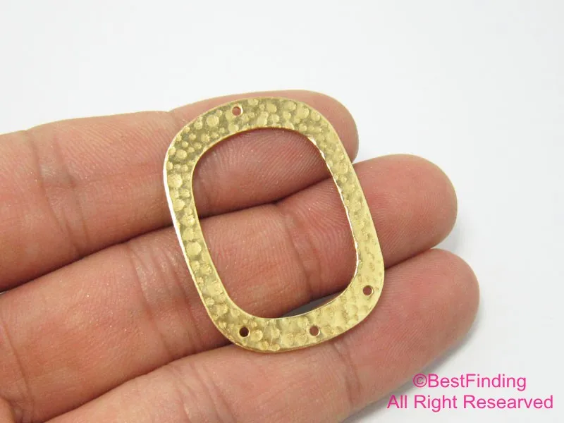 

6pcs Brass Charms, Hammered Oval Earring Connector, 27x36mm, Brass findings for jewelry making - R040