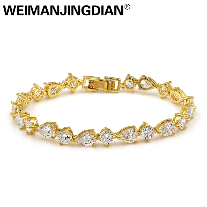 WEIMANJINGDIAN высококачественные браслеты в форме слезы и с круглым кубическим