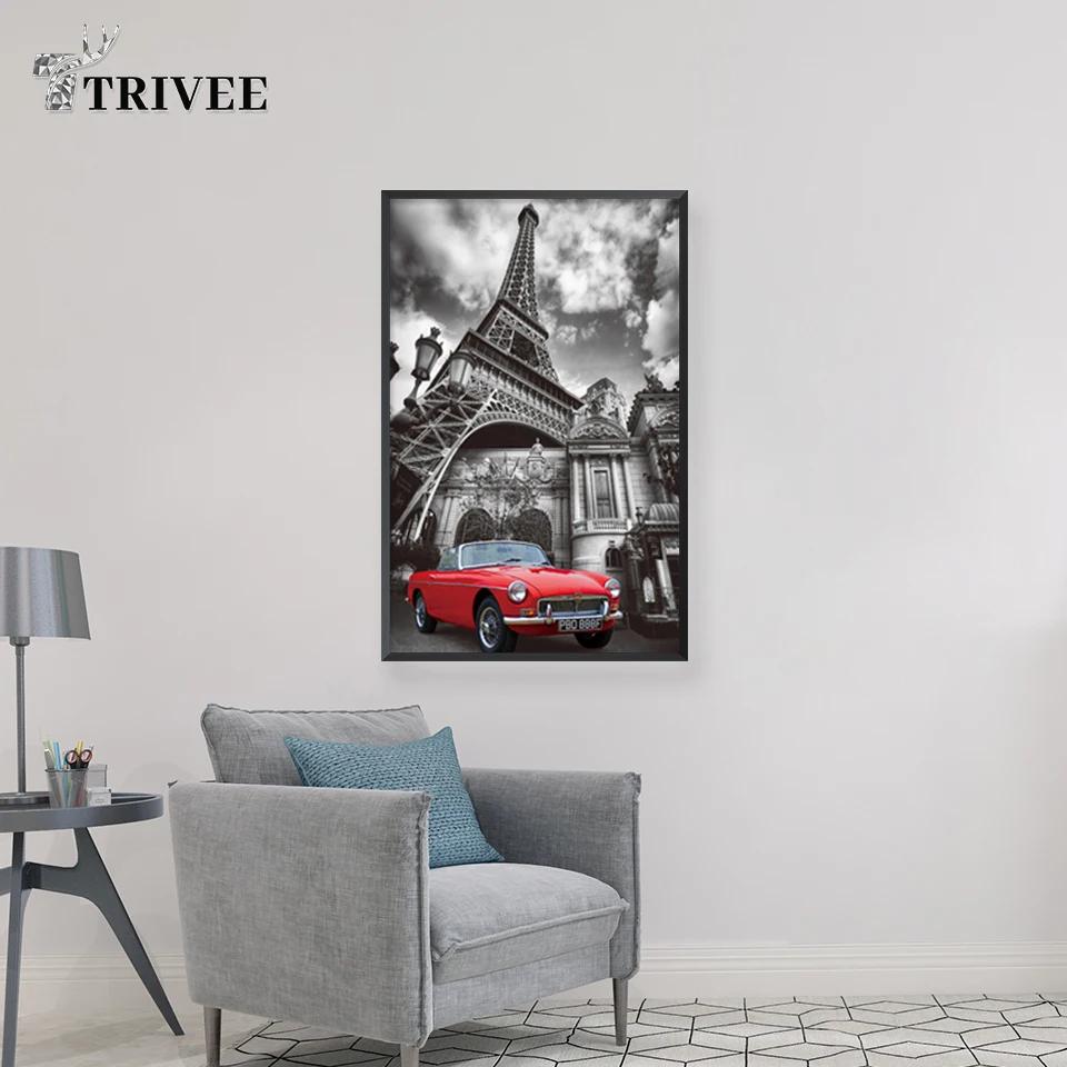 Париж Eiffels башня холст печать стены искусства постер и принты черный белый