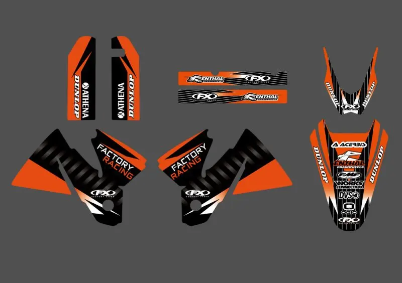 0287 новая команда графика с соответствующими наклейки фон для KTM 125 250 380 400 520 SX 200 300