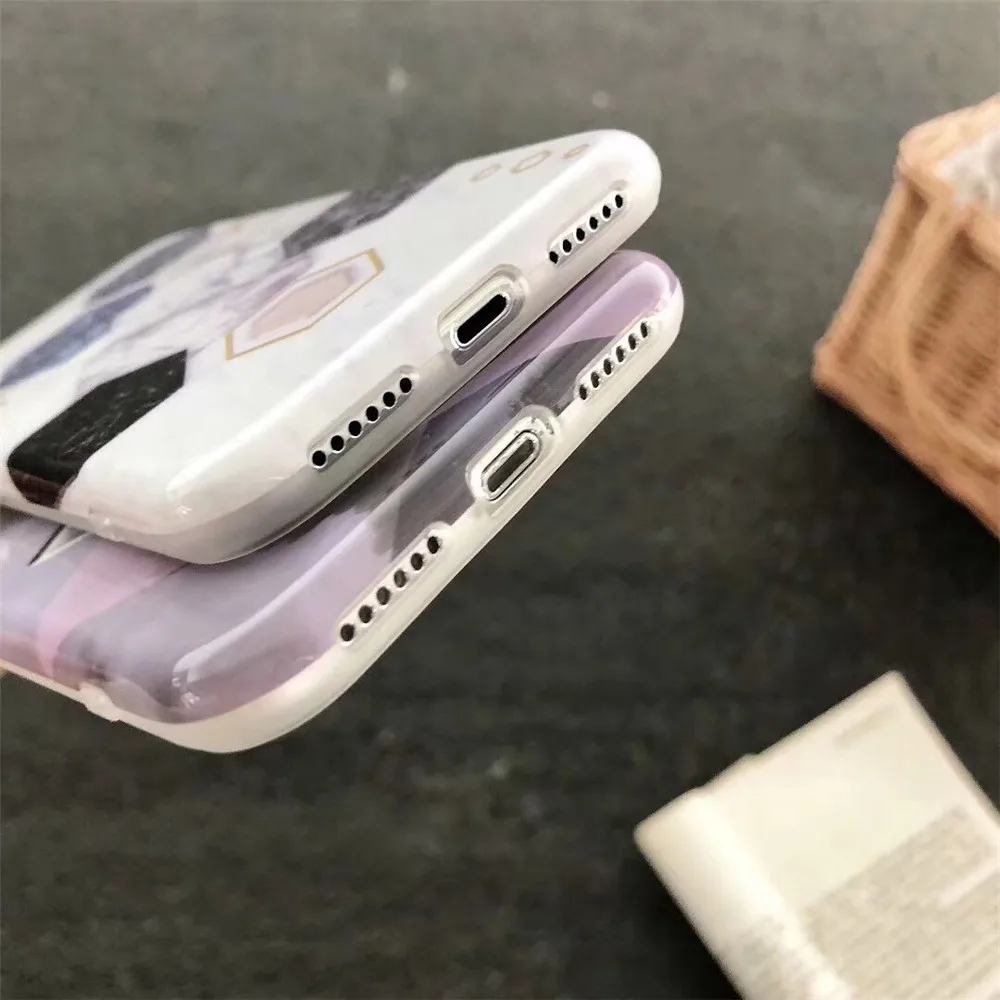 WANGFUZHI шить Мрамор рисунком чехол для iPhone 6 6S 7 8 Plus X Мягкий из ТПУ на заднюю панель