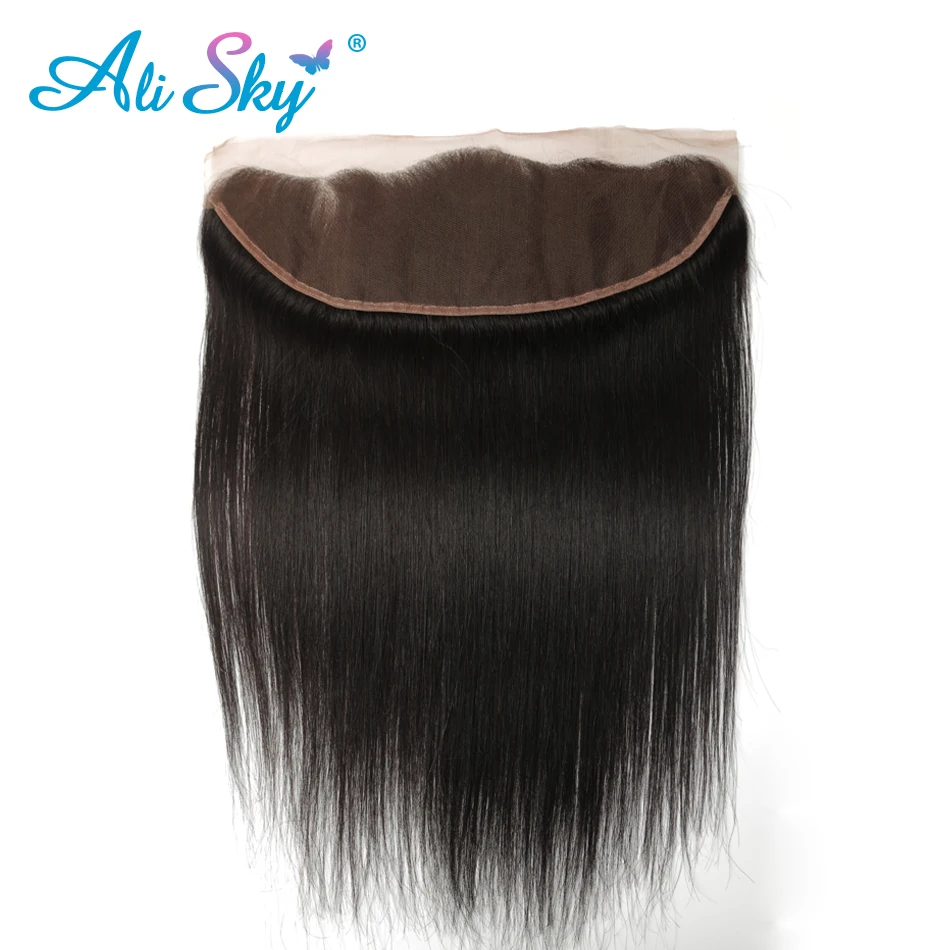 Alisky волосы перуанские прямые волосы remy от ушей до ушей Кружева Фронтальная застежка 13*4 человеческие волосы 8-22 дюйма натуральный цвет