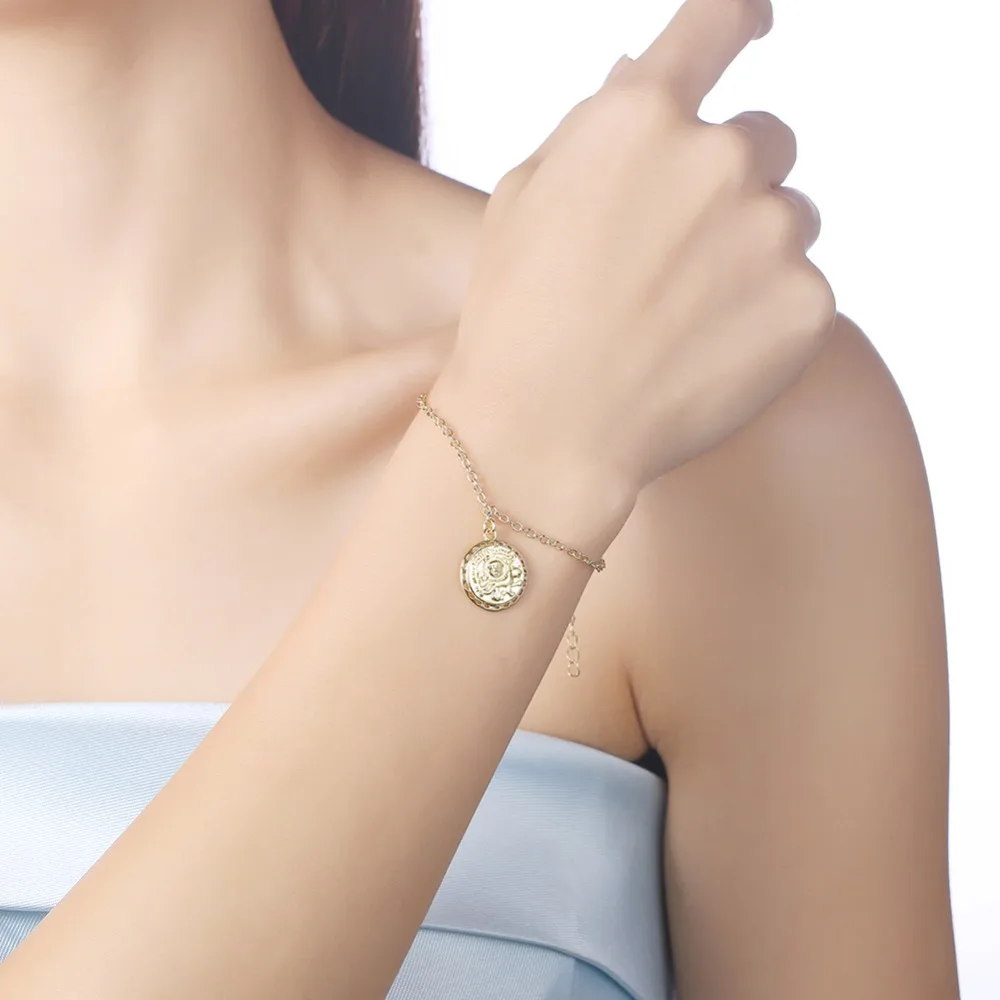 Модный женский браслет подвеска с резным изображением бога солнца изысканный