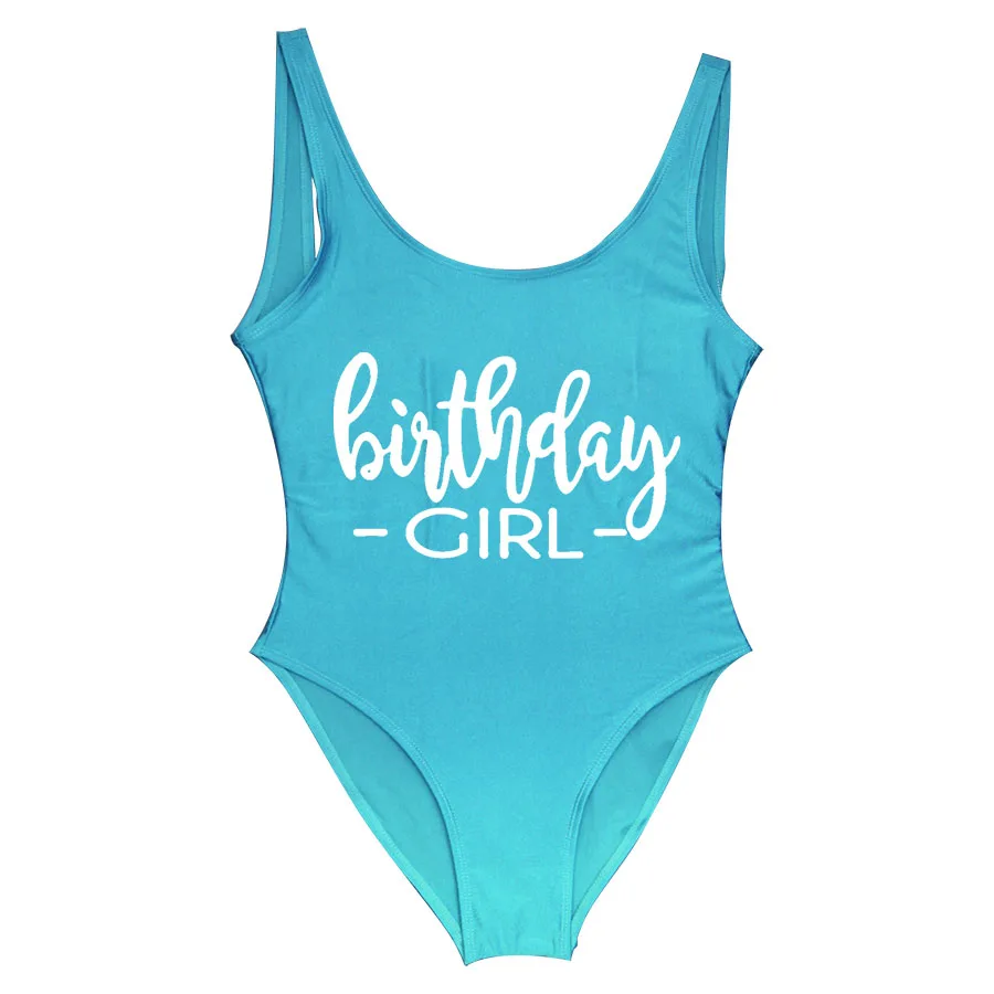 BRITHDAY GIRL ENTOURAGE, женские купальники, Цельный купальник, для дня рождения, вечеринки, бассейна, пляжная одежда, купальный костюм, купальники с открытой спиной - Цвет: Birthday Girl LightB