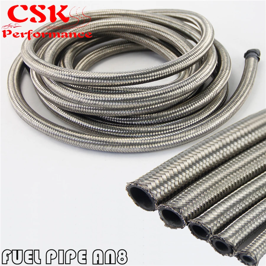 

10M STAINLESS STEEL BRAIDED 1500 PSI -8AN AN8 8-AN OIL/FUEL LINE/HOSE 10 METER 33FT 33 FEET
