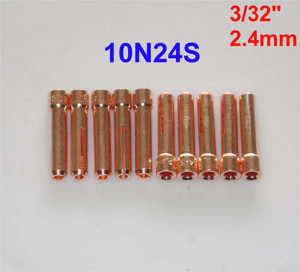 10N24S 2,4 мм TIG Короткие цанговые наконечники для WP17 18 26 wig-сварочная факел серия 10 шт