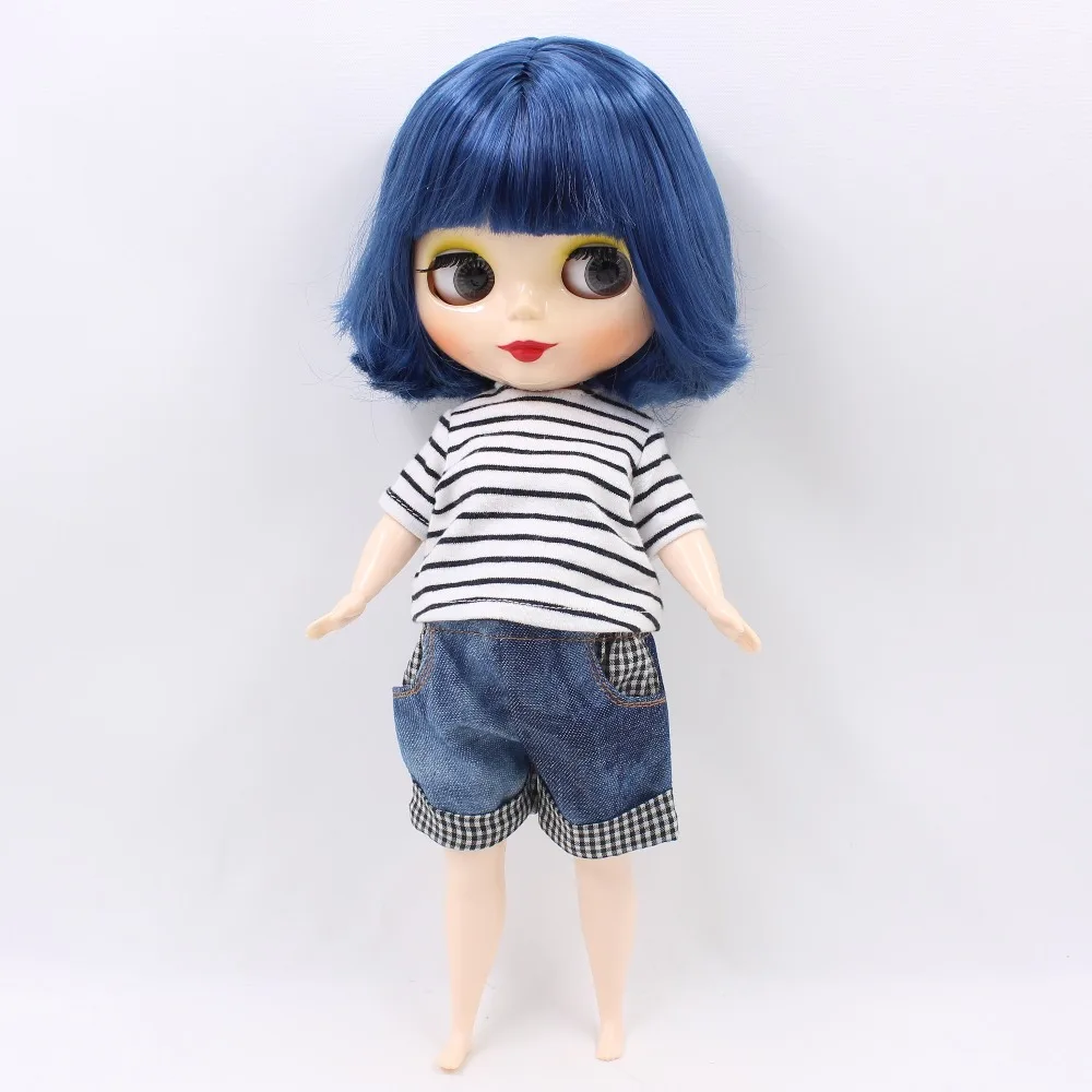 Фабрика пухленькая кукла blyth 1/6 30 см синие короткие волосы Жир Тела Подарочная игрушка BL6221