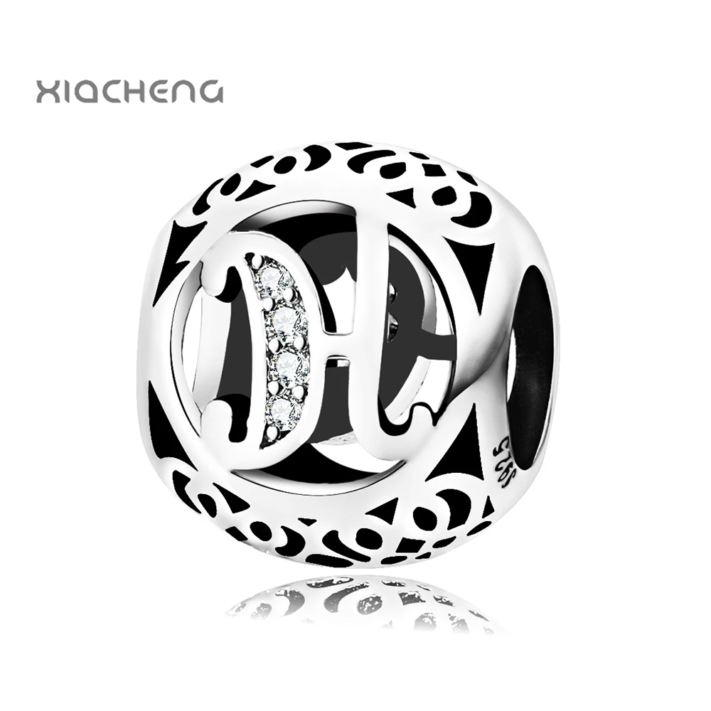 

Alphabet Silver Color Beads Charms with letter H European Crystal Round Bead for Diy Women Pandora Charms Bracelets & Bangles