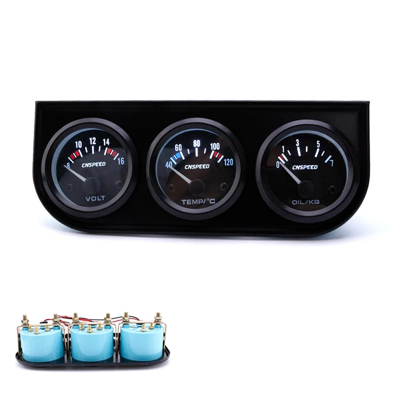 Хорошее качество 52 мм тройной манометр набор Температура масла воды давление