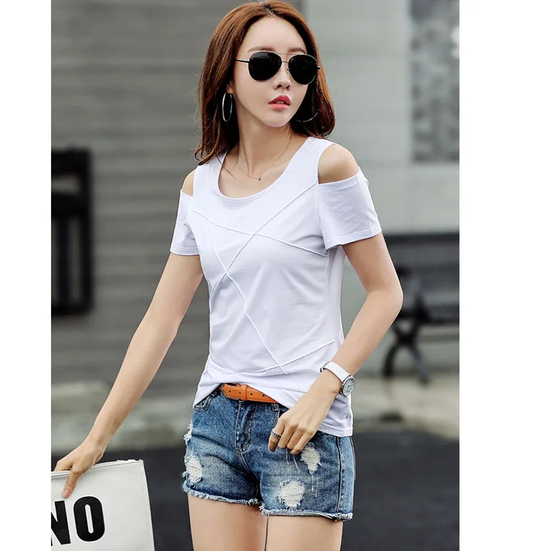 BOBOKATEER размера плюс футболка женская футболка camisetas verano mujer летний топ с открытыми плечами футболка Женские топы Футболка femme