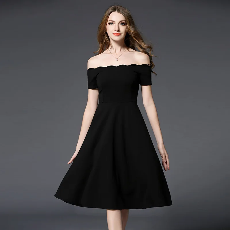 Европейские высококачественные модные Женская одежда черное платье грудь