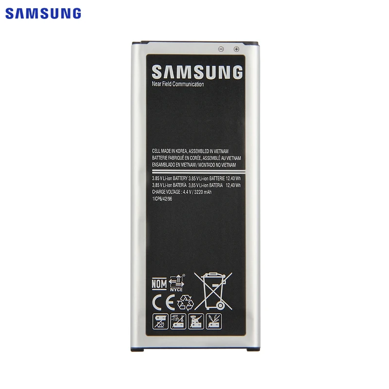 Оригинальная батарея samsung EB-BN910BBE EB-BN910BBK для samsung GALAXY NOTE4 N910a N910u N910F N910H N910V N910C NOTE 4 3220 мАч NFC