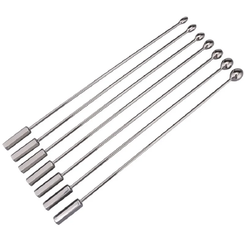 

New 7 different Dia bead as 1 set Stainless steel urethral Catheter penis plug dilator metal Penis stick female sex toys for men