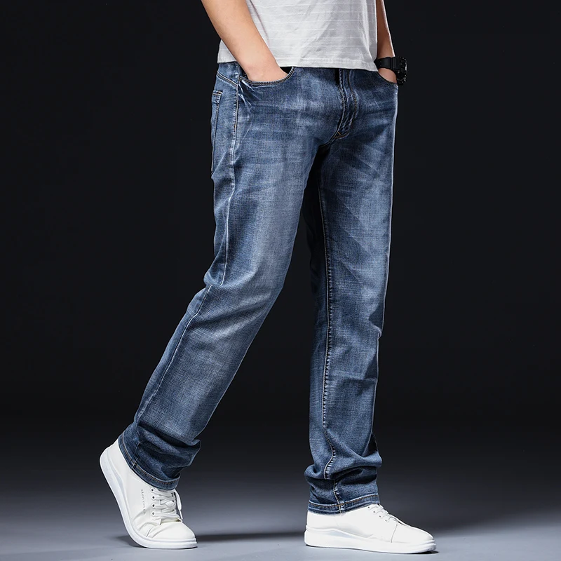 Новинка 28-44 классические джинсы мужские свободные комбинированные большого