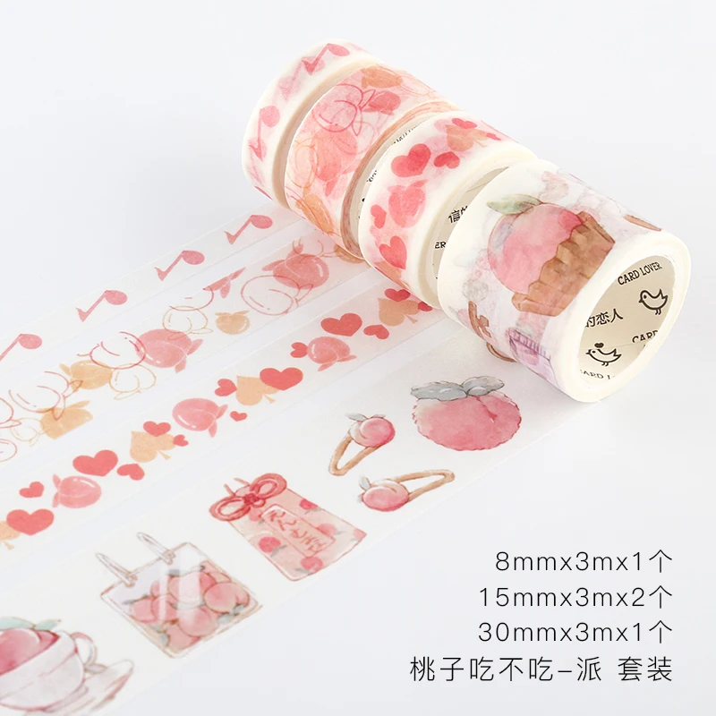 4 рулона/комплект Сладкий персик лента для декорации Washi DIY планировщик для скрапбукинга маскирования клейкие ленты Эсколар - Цвет: see chart