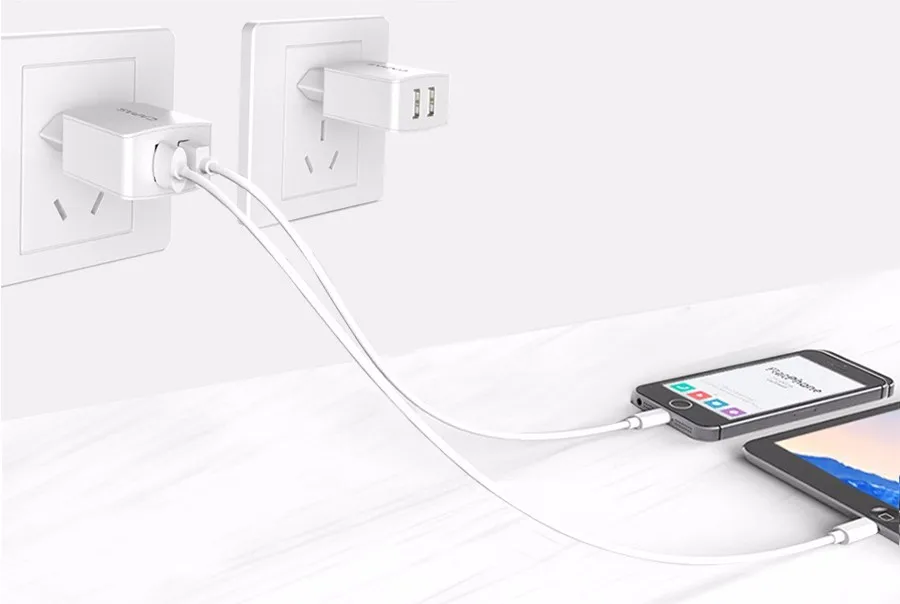 ЕС Телефон Зарядное устройство CAPASAE Универсальный Двойной USB Зарядное Устройство с 3 в 1 Нейлон Быстрая Зарядка Кабель для IOS Android