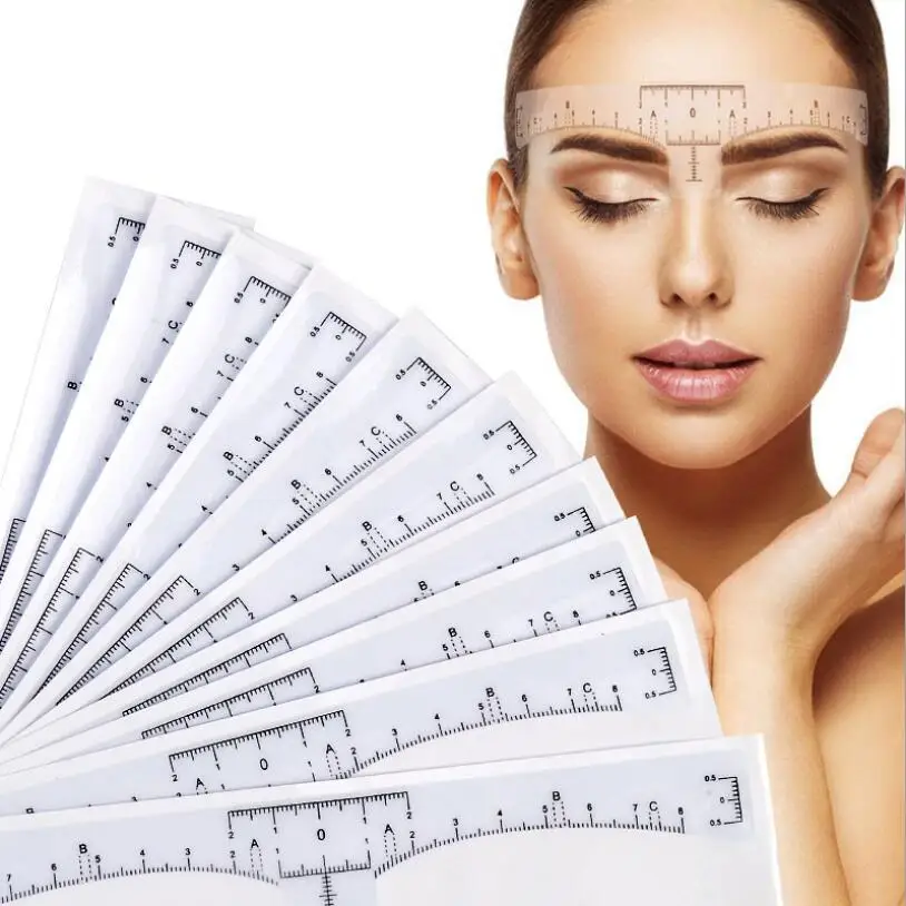 1000pcs Disposable Eyebrow Ruler Sticker Adhesive Brow Measurement Ruler Template Stencil Microblading Tool for Beginner