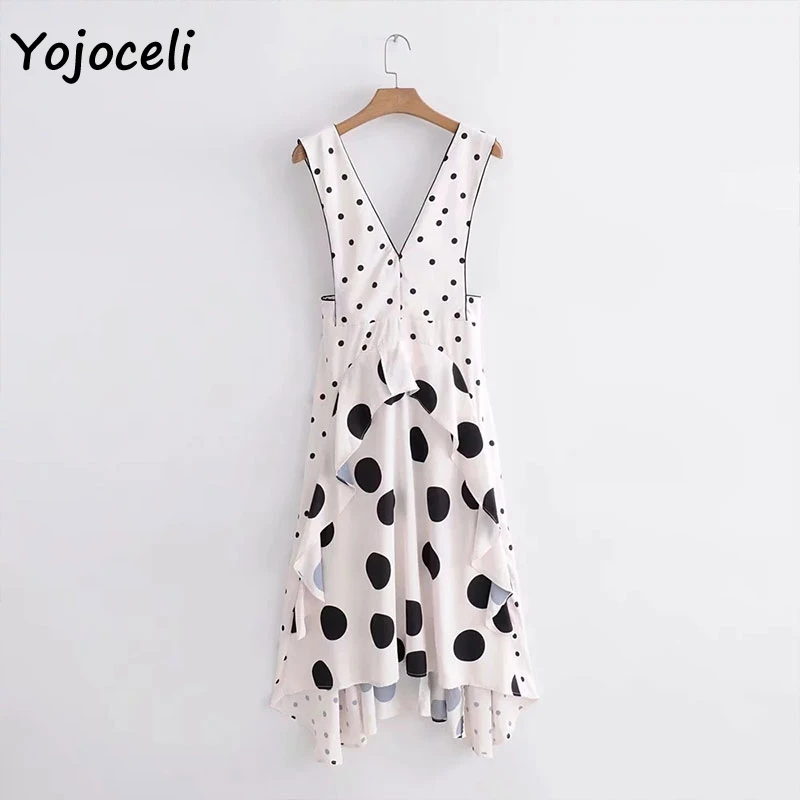 Yojoceli 2018 сексуальное осеннее платье в горошек для женщин уличная Бохо пляжное