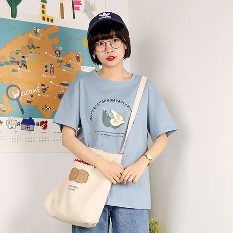 Забавная свободная повседневная женская летняя футболка авокадо с буквенным