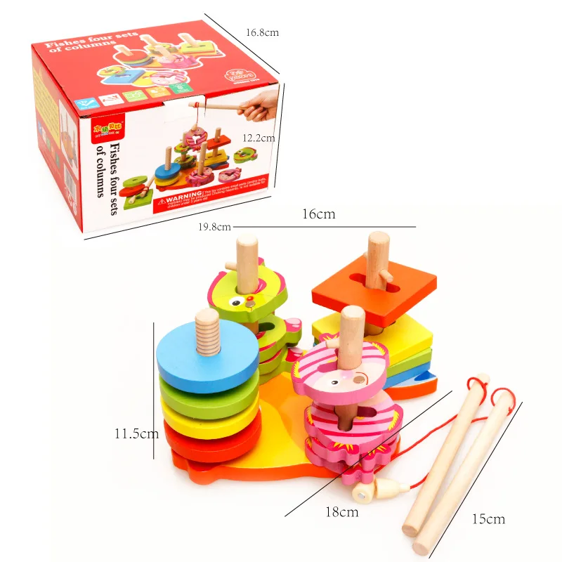 Деревянные строительные блоки магнитные рыболовные кубики деревянные детские