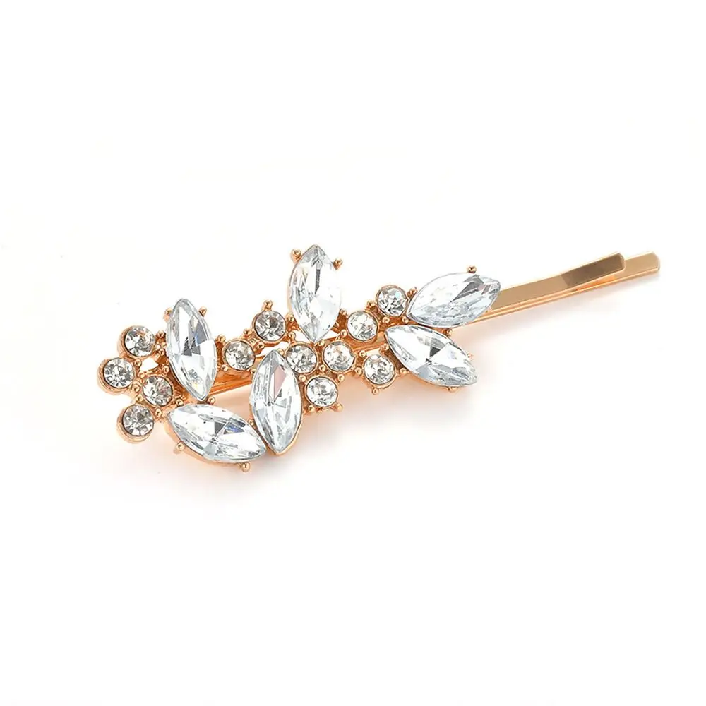 

New Fashion Women Rhinestone Leaf Hairpin Gold Sliver Color Hair Clip Barrettes Crystal Hair Clip Pin Jewelry Accessories