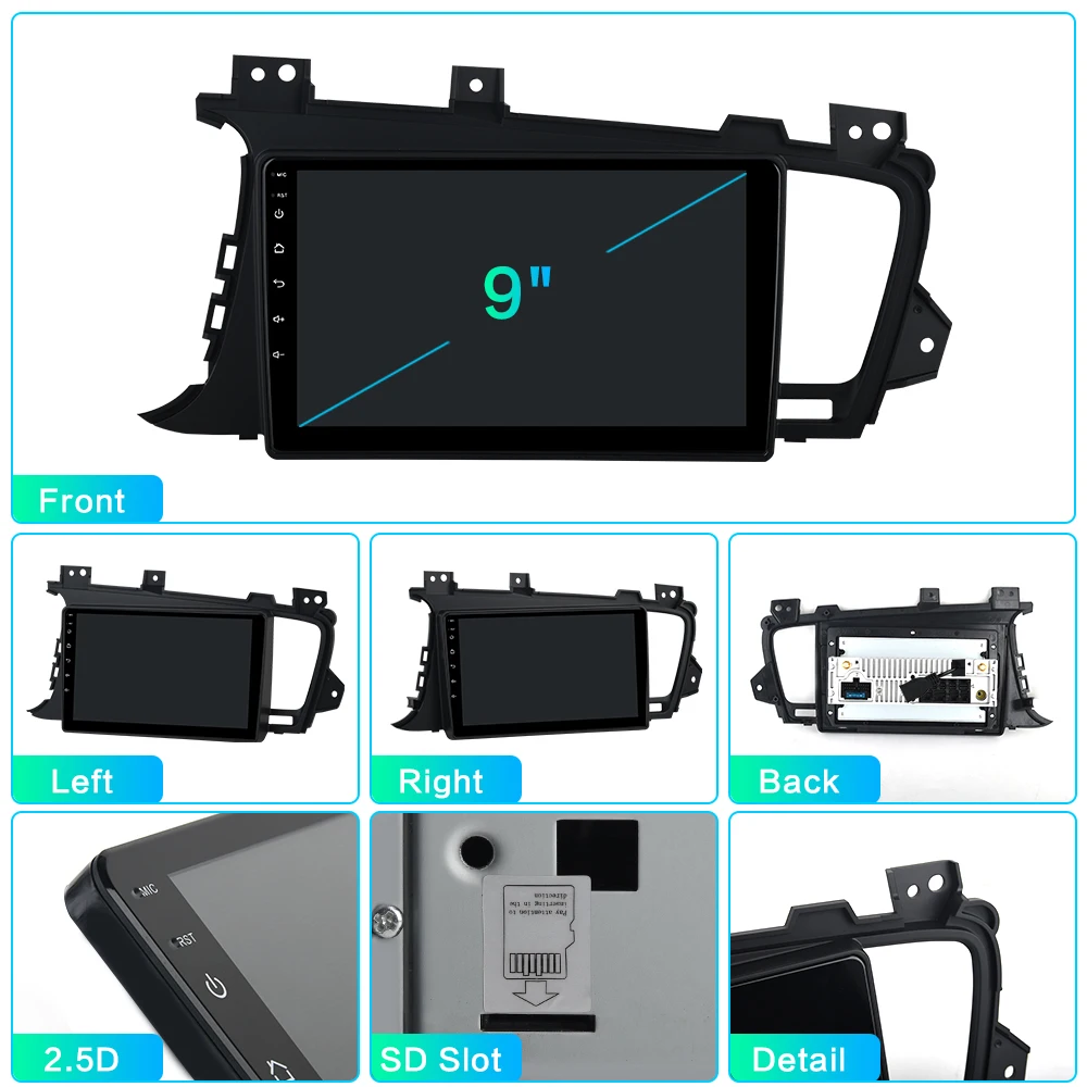 Dasaita " HD ips экран 1 Din автомагнитола Android 9,0 для Kia K5 Optima 2011 2012 2013 Bluetooth GPS HDMI DSP